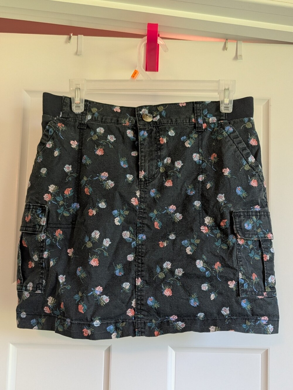 Lee Black Floral Cargo Skort with Pink, Blue and White Flowers